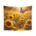 sunflower purple butterfly Indoor Wall Tapestries