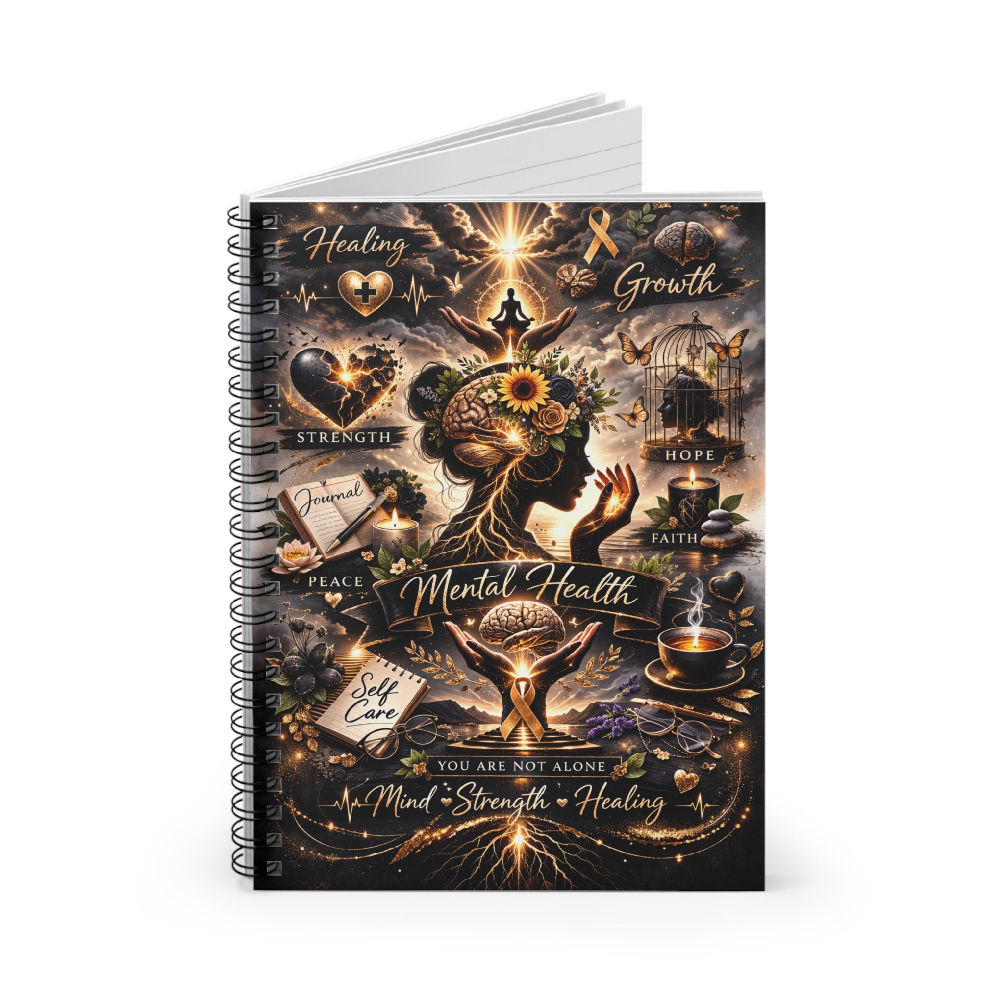 Mental Health Spiral Notebook — Inspirational Self-Care Journal (Ruled)