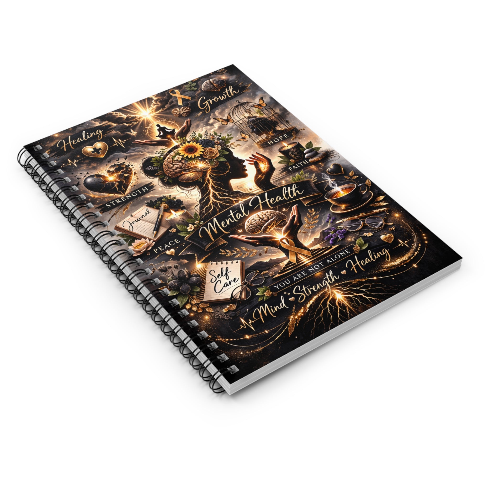 Mental Health Spiral Notebook — Inspirational Self-Care Journal (Ruled)