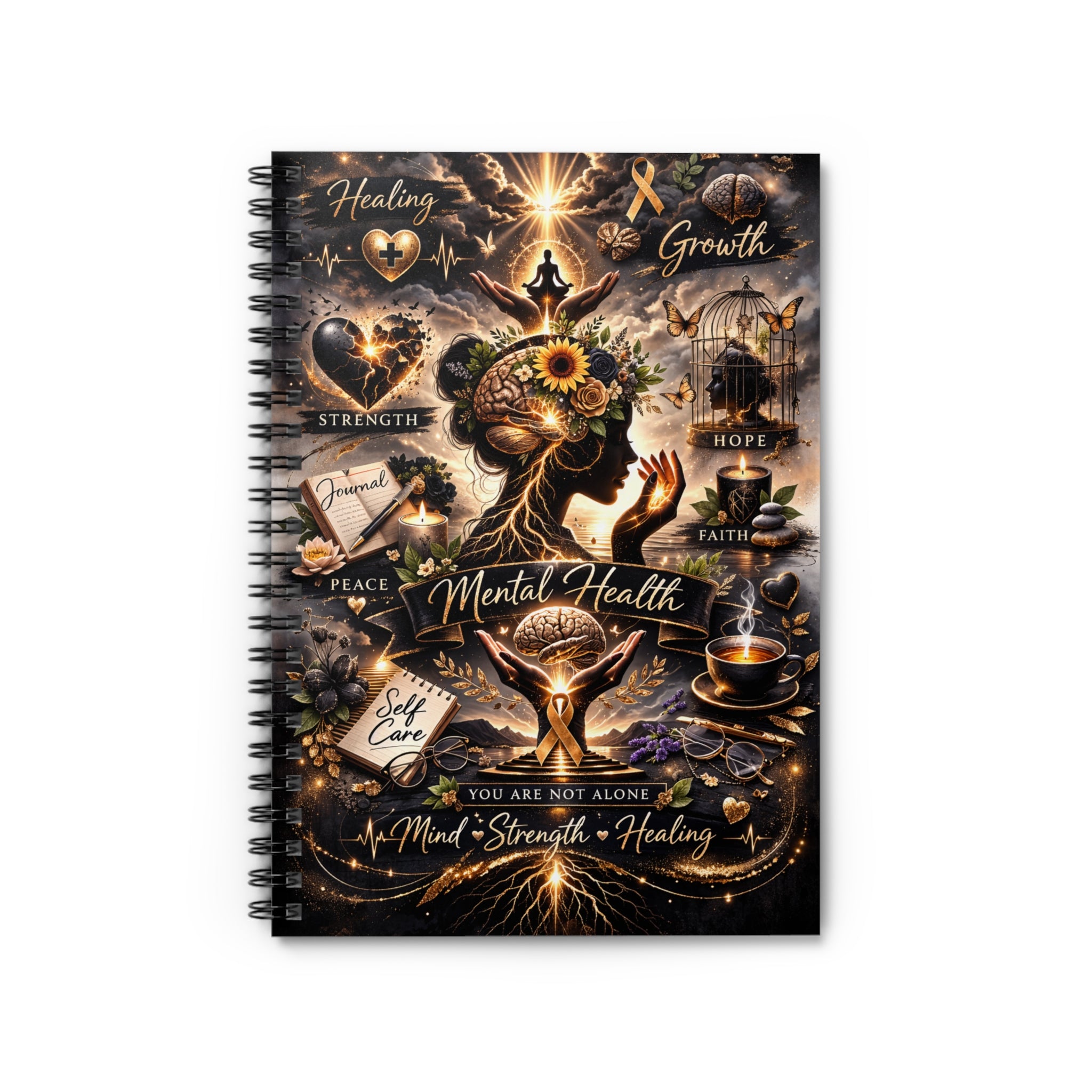 Mental Health Spiral Notebook — Inspirational Self-Care Journal (Ruled)
